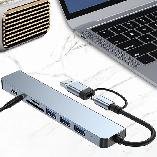 8-in-1 USB-C Hub Adapter for MacBook Pro/Air, iPad Pro, iPhone 15 & Laptop