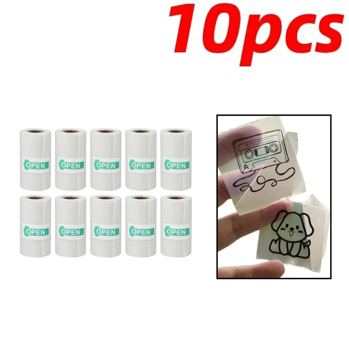 Transparent Adhesive Thermal Sticker Paper for M02/T02/M02 Sticker Photo Printer and 57Mm Width Print Mini Pocket Printer Camera
