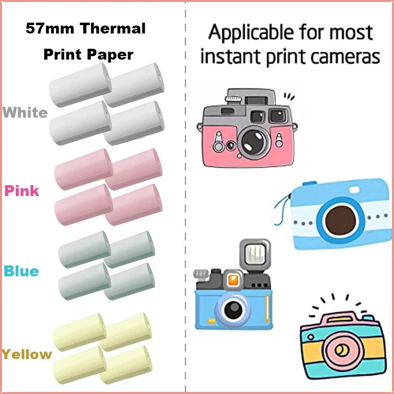 57X30Mm Thermal Print Paper Instant Camera Refill Print Paper Photo Thermal Paper 6 Rolls for Most Kid'S Instant Camera Supplies