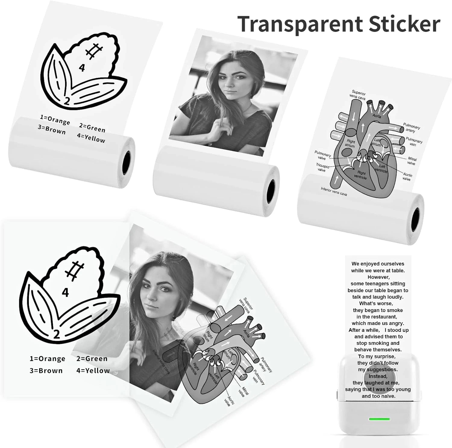 Transparent Adhesive Thermal Sticker Paper for M02/T02/M02 Sticker Photo Printer and 57Mm Width Print Mini Pocket Printer Camera