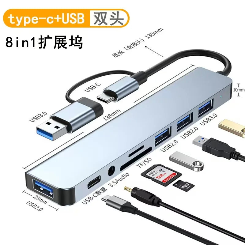 8-in-1 USB-C Hub Adapter for MacBook Pro/Air, iPad Pro, iPhone 15 & Laptop