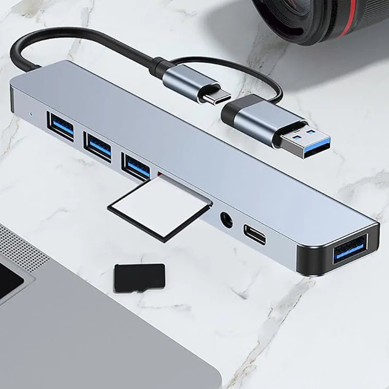 8-in-1 USB-C Hub Adapter for MacBook Pro/Air, iPad Pro, iPhone 15 & Laptop
