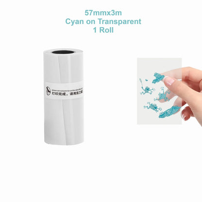 Transparent Adhesive Thermal Sticker Paper for M02/T02/M02 Sticker Photo Printer and 57Mm Width Print Mini Pocket Printer Camera