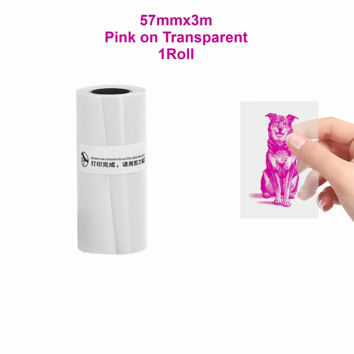 Transparent Adhesive Thermal Sticker Paper for M02/T02/M02 Sticker Photo Printer and 57Mm Width Print Mini Pocket Printer Camera