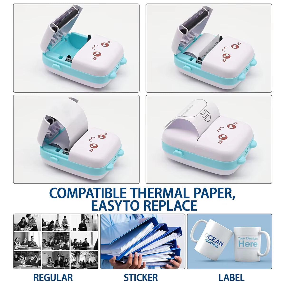 Mini Printer for Iphone and Android, Wireless Mini Photo Printer Label Printer, Portable Mini Thermal Printer for Printing Label